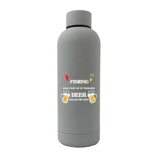 Fishing Solves All My Problem 17oz Stainless Rubberized Water Bottle