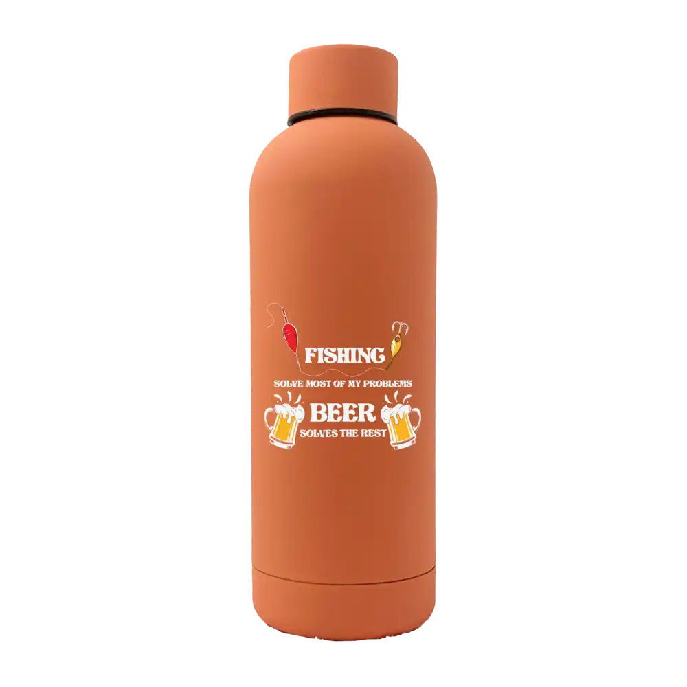Fishing Solves All My Problem 17oz Stainless Rubberized Water Bottle