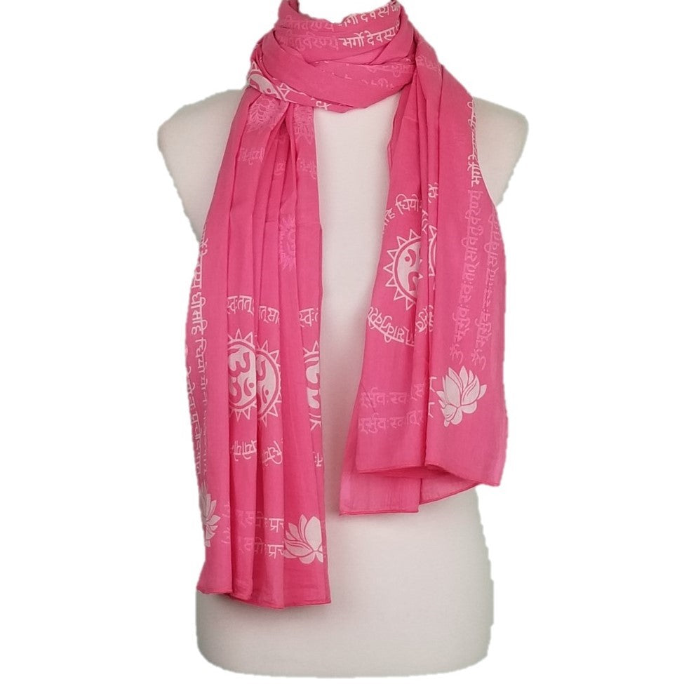 OMSutra Gayatri Mantra Prayer Shawl Handprinted  – Sacred OM Symbol –