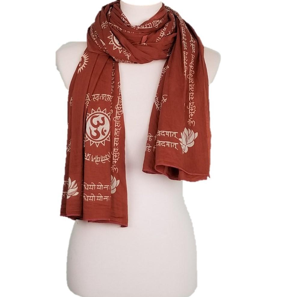 OMSutra Gayatri Mantra Prayer Shawl Handprinted  – Sacred OM Symbol –