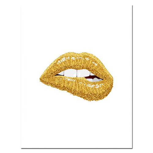 Gold Lip Art Poster Print Sexy