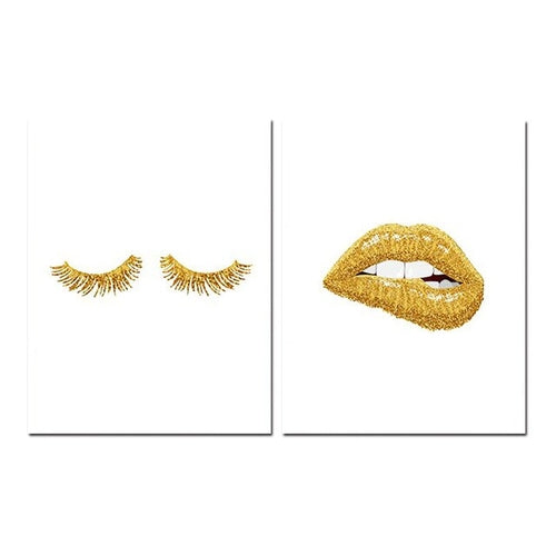 Gold Lip Art Poster Print Sexy