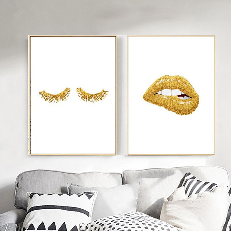 Gold Lip Art Poster Print Sexy