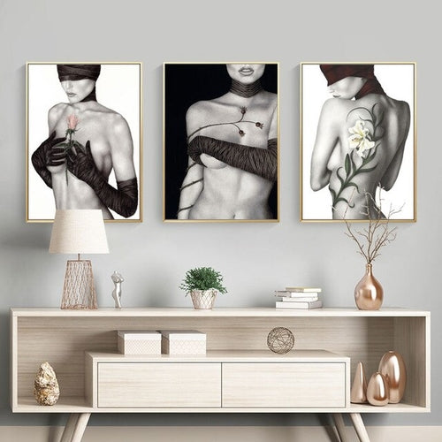 Home Decor Black White Sexy Lady Figure