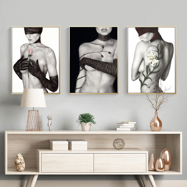 Home Decor Black White Sexy Lady Figure