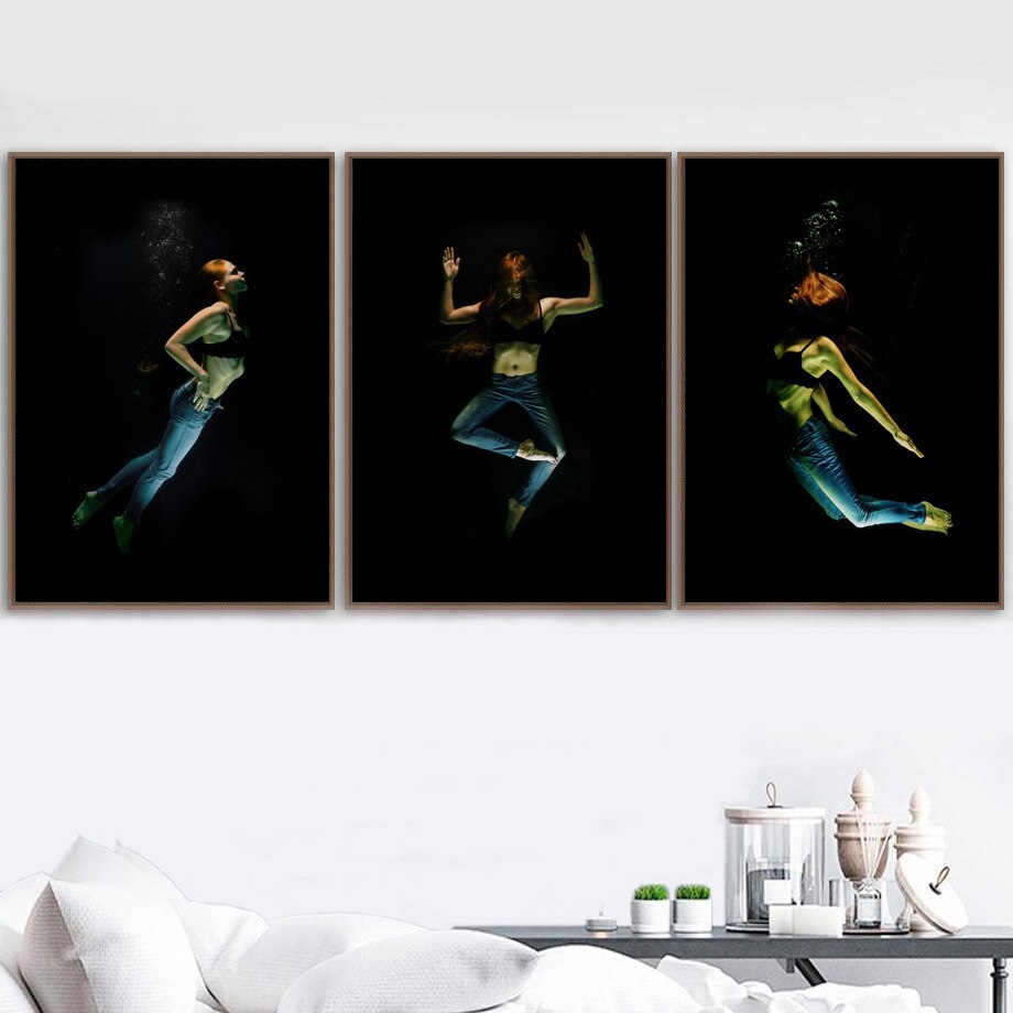 Sexy Girl Meditation Swim Nordic Posters