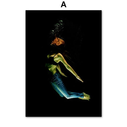 Sexy Girl Meditation Swim Nordic Posters