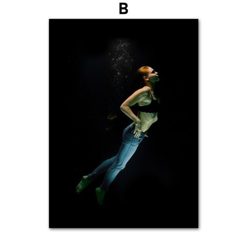 Sexy Girl Meditation Swim Nordic Posters