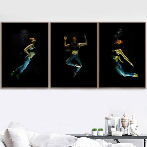 Sexy Girl Meditation Swim Nordic Posters