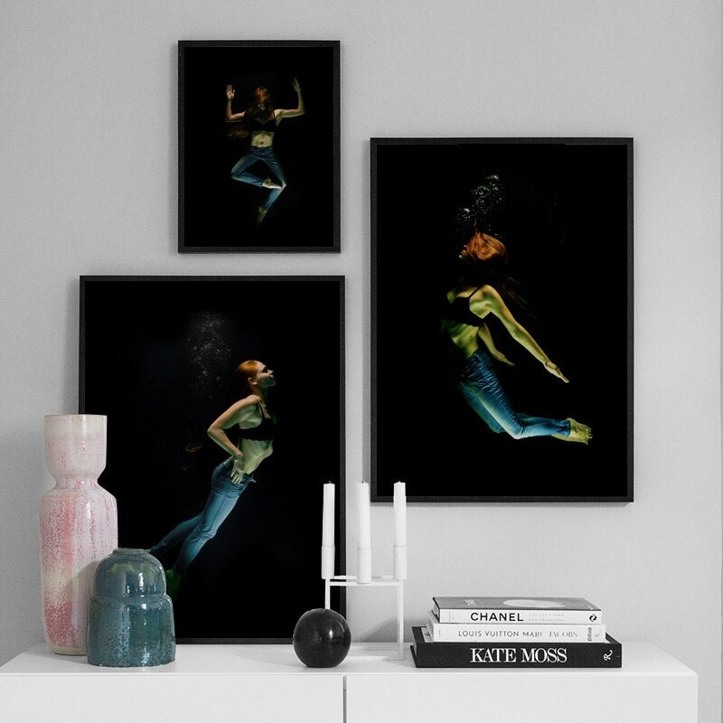 Sexy Girl Meditation Swim Nordic Posters