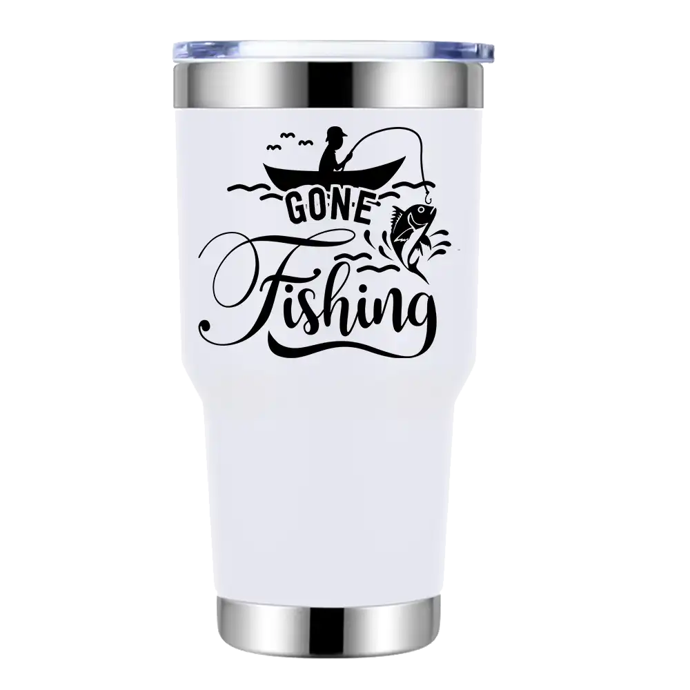 Gone Fishing 30oz Insulated Vacuum Sealed Tumbler