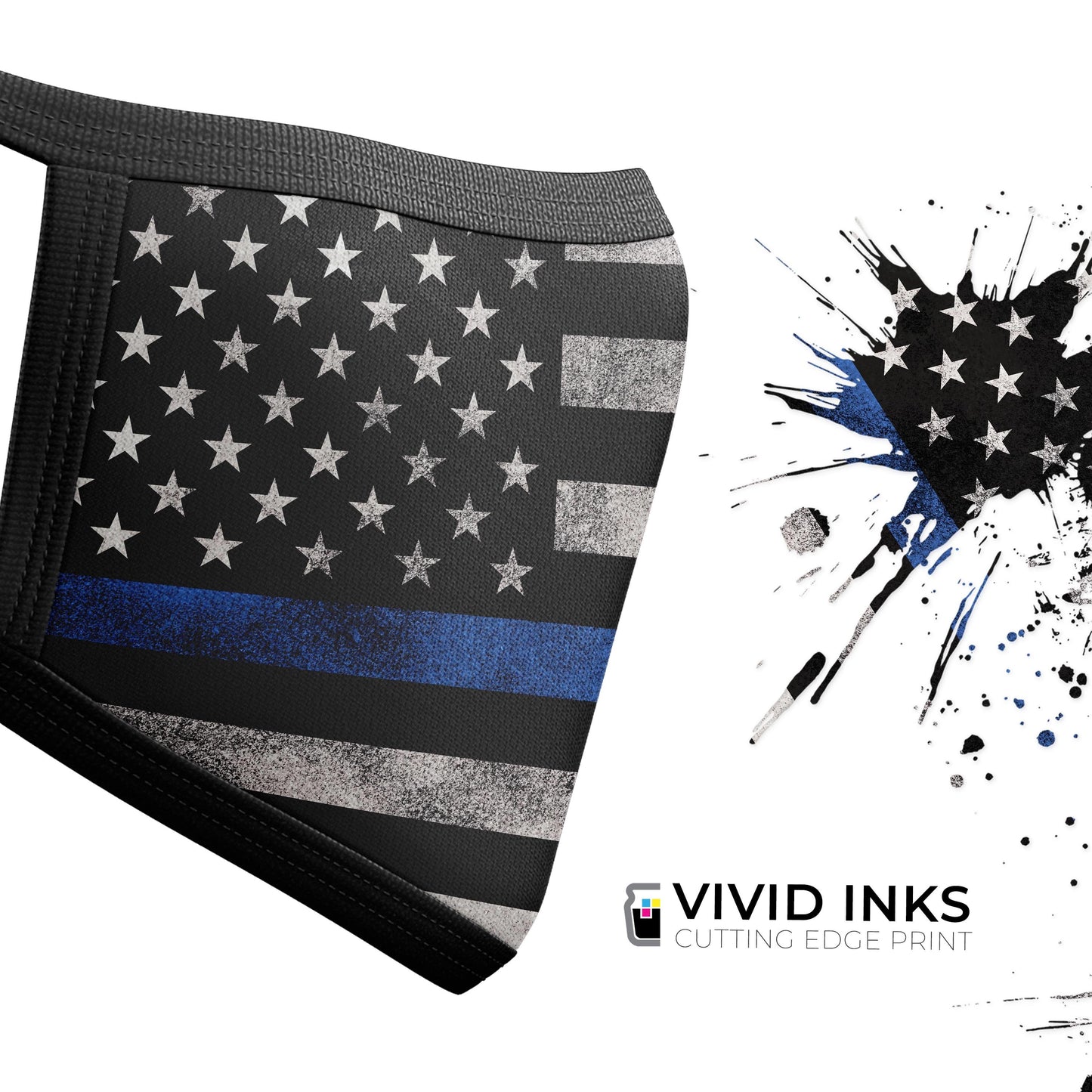Grunge Patriotic American Flag with Thin Blue Line V3 - Made in USA
