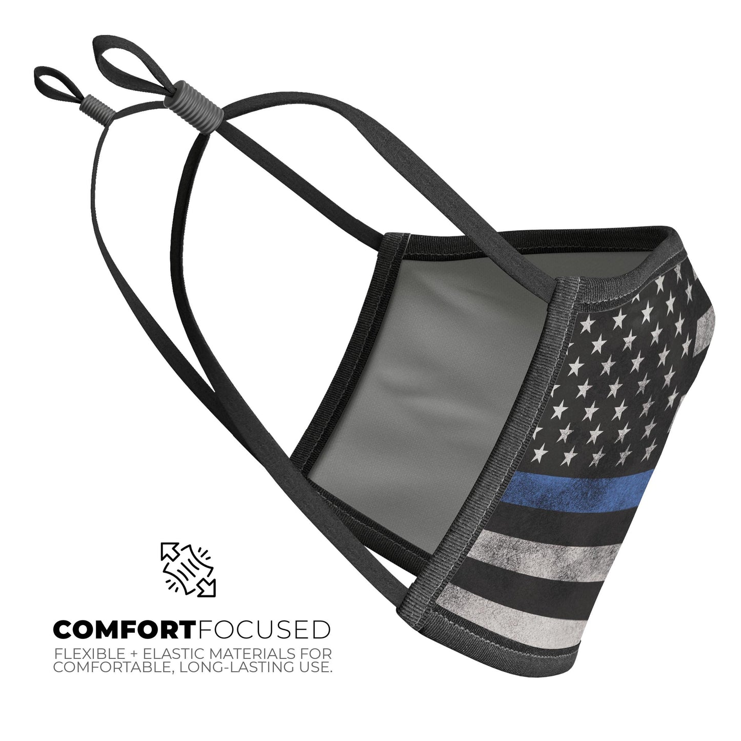 Grunge Patriotic American Flag with Thin Blue Line V3 - Made in USA