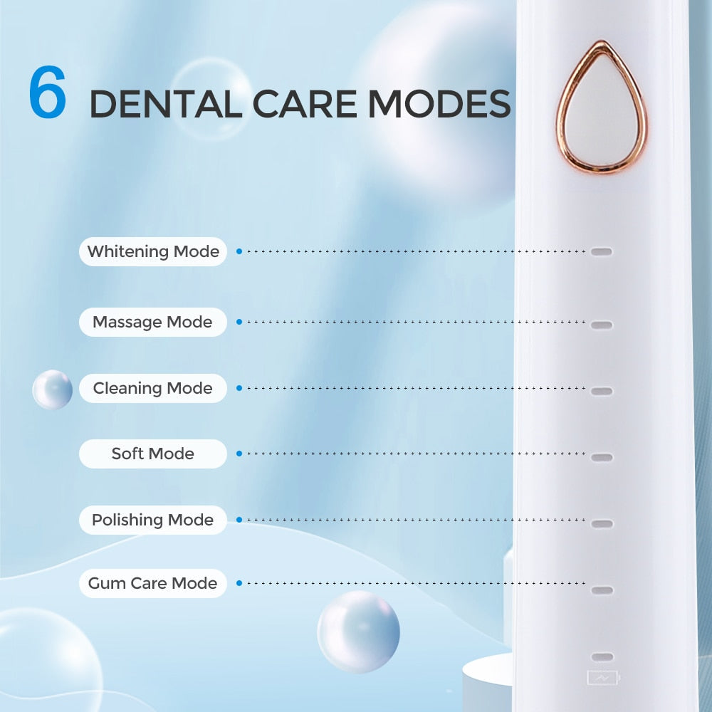 7 in 1 Electric Toothbrush Sonic Vibration 6 Modes USB