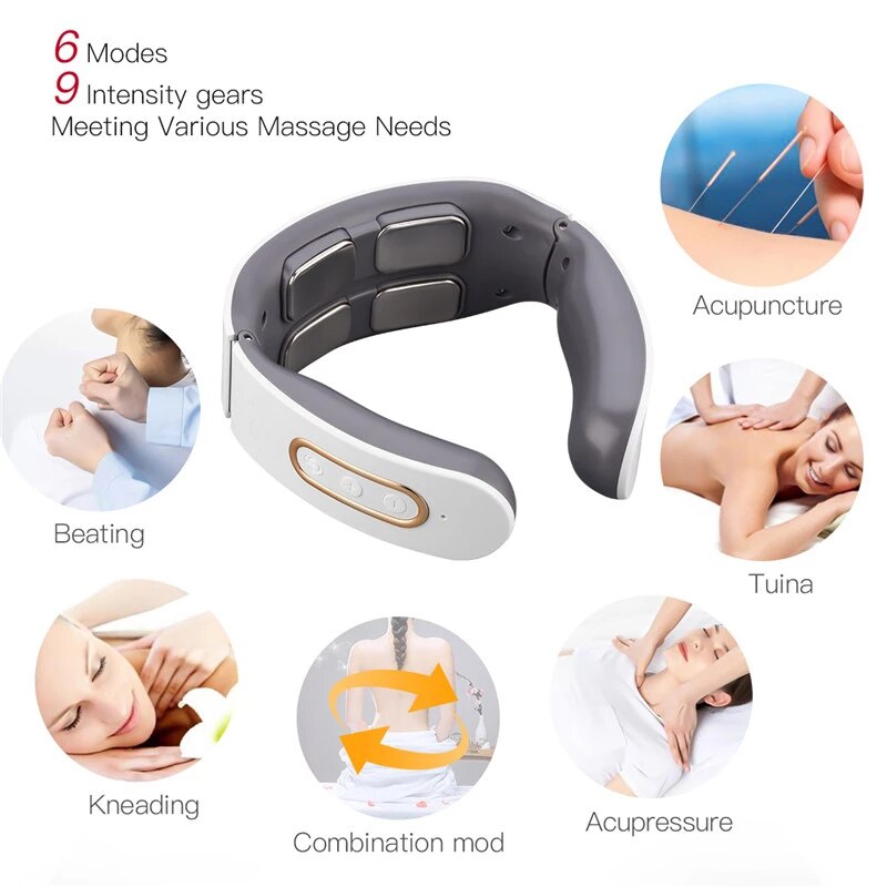 Smart Electric Neck Massager Wireless Shoulder Body Massager 6 Modes