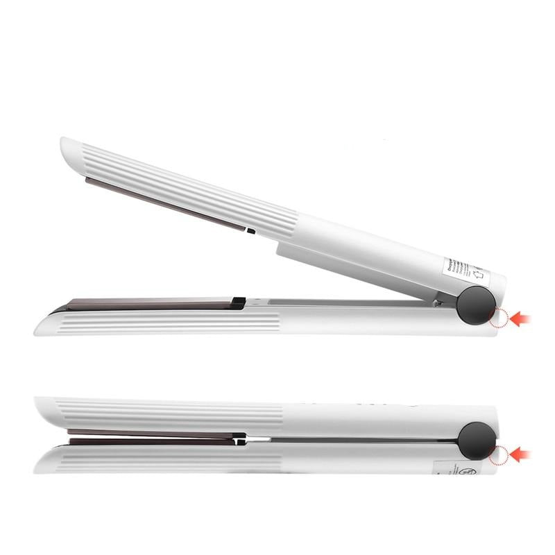 Rechargeable Hair Straightener Cordless Flat Iron Curler Ceramic