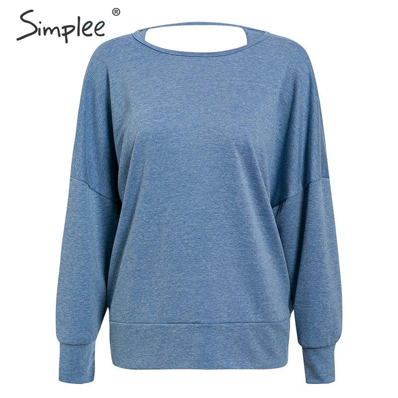 Sexy Back Hollow out Long Sleeve Solid Autumn