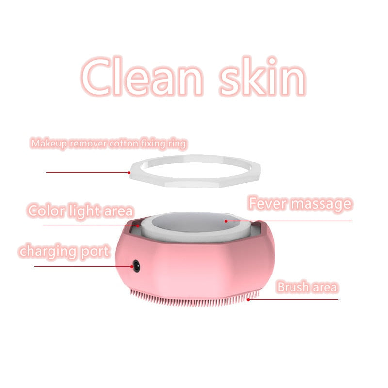 Electric Facial Cleansing Brush EMS LED Phototherapy Skin Tightening