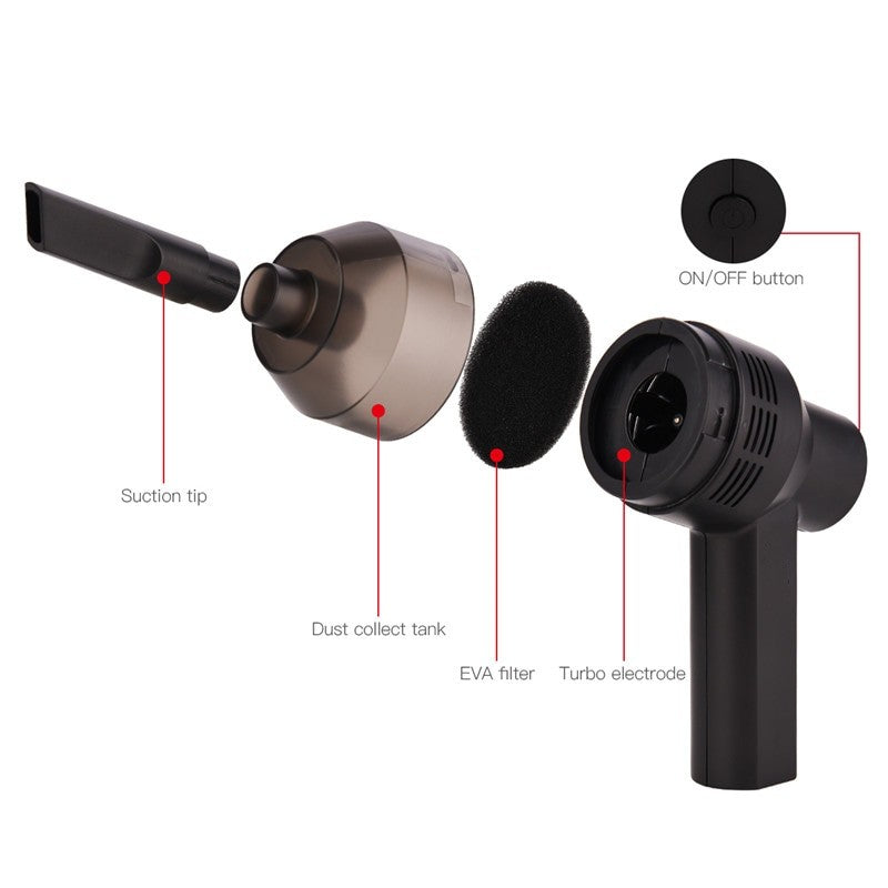 Mini Portable Car Handheld Vacuum Cleaner Cordless USB Rechargeable