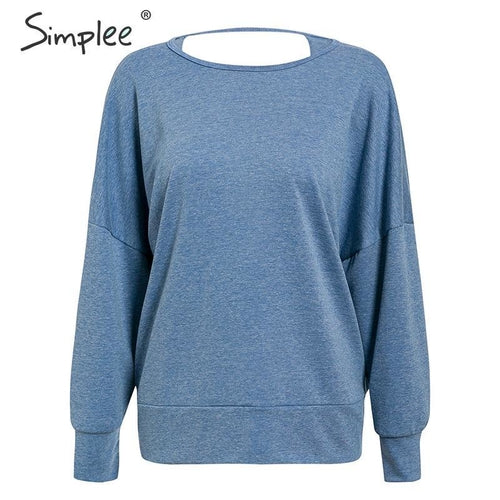 Sexy Back Hollow out Long Sleeve Solid Autumn