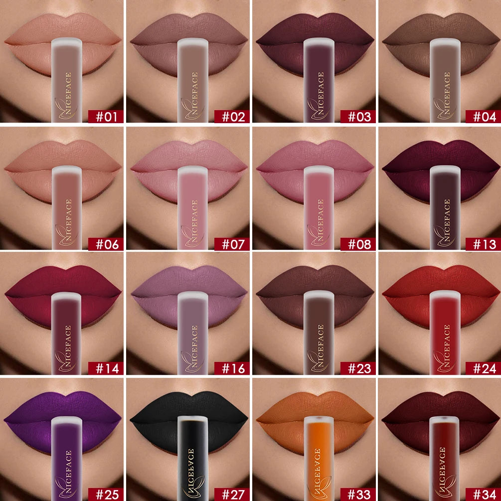NICEFACE Matte Liquid Lipstick Waterproof Long Lasting Lip Gloss Tint