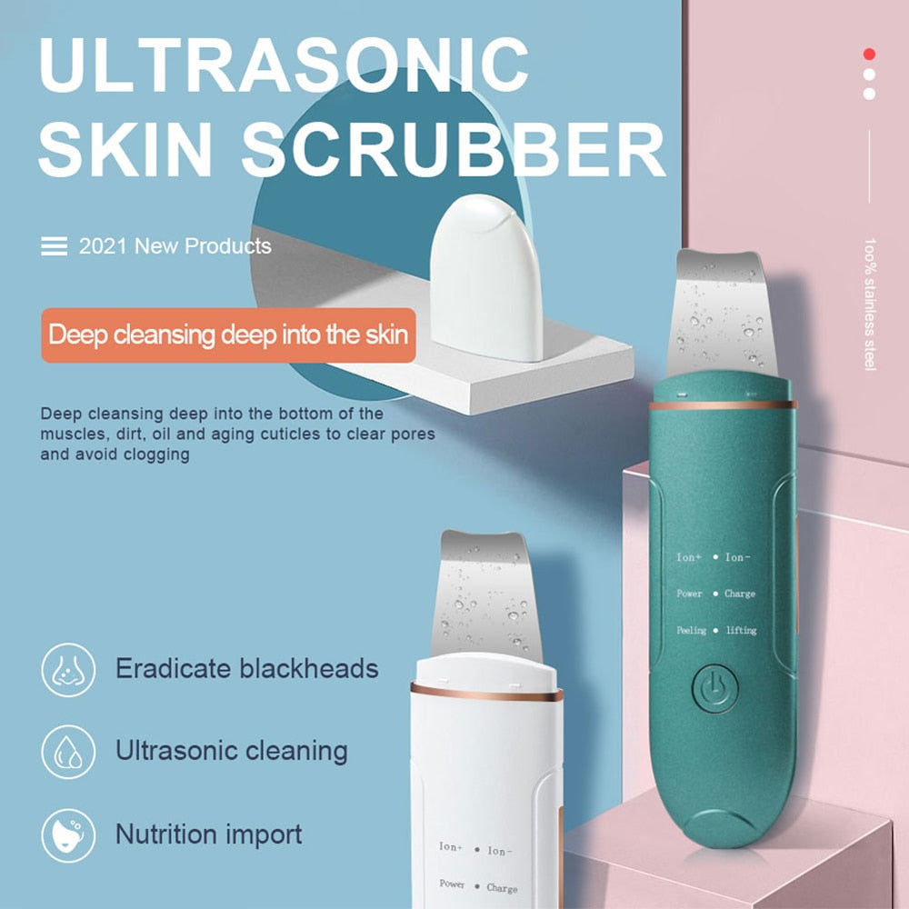 Ultrasonic Skin Scrubber Face Deep Cleaning Machine Peeling Shovel