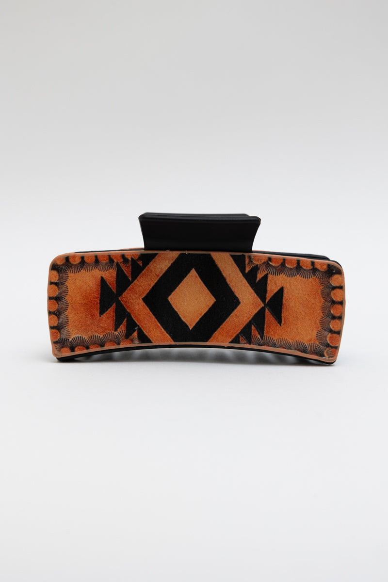 Aztec Sunset Hair Claw Clip – Bold Geometric Tribal Design 🌸
