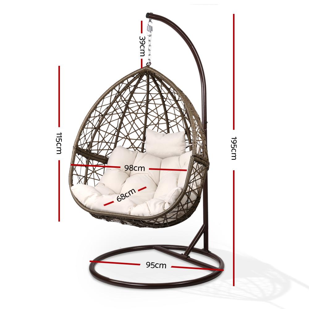 Gardeon Outdoor Egg Swing Chair Wicker Rattan Furniture Pod Stand