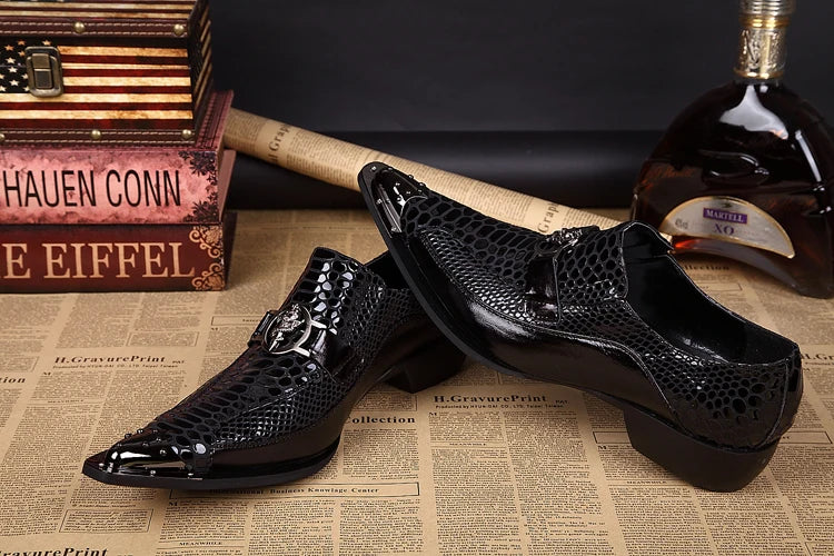 NA011 Black Prom Party Shoes Men Handmade Leather Wedding Dress Shoes