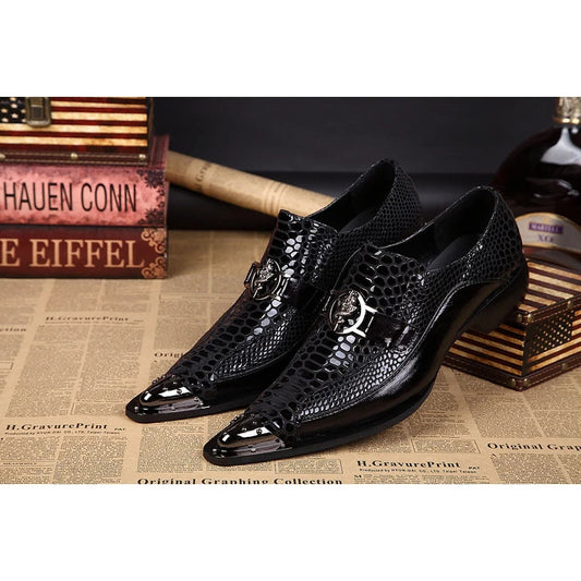 NA011 Black Prom Party Shoes Men Handmade Leather Wedding Dress Shoes