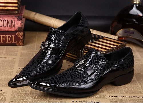 NA011 Black Prom Party Shoes Men Handmade Leather Wedding Dress Shoes