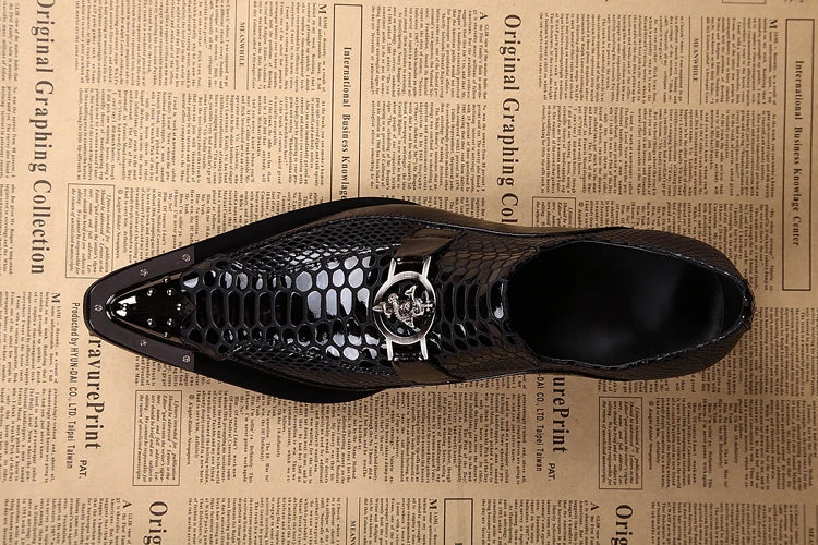 NA011 Black Prom Party Shoes Men Handmade Leather Wedding Dress Shoes