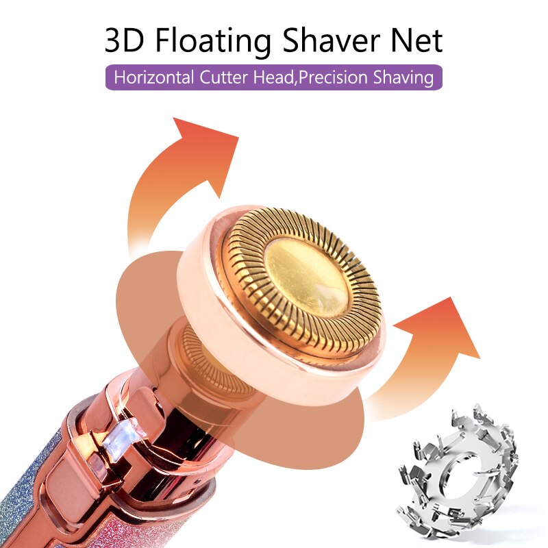 2 In 1 Electric Eyebrow Epilator Mini USB Rechargeable Face Lips Hair