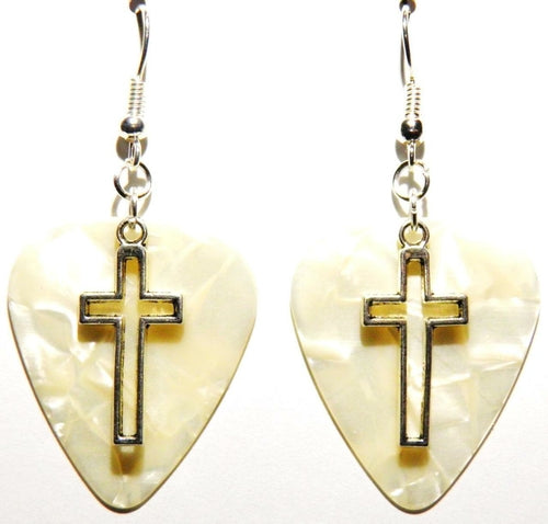 Handmade Guitar Pick Earrings | Open Cross