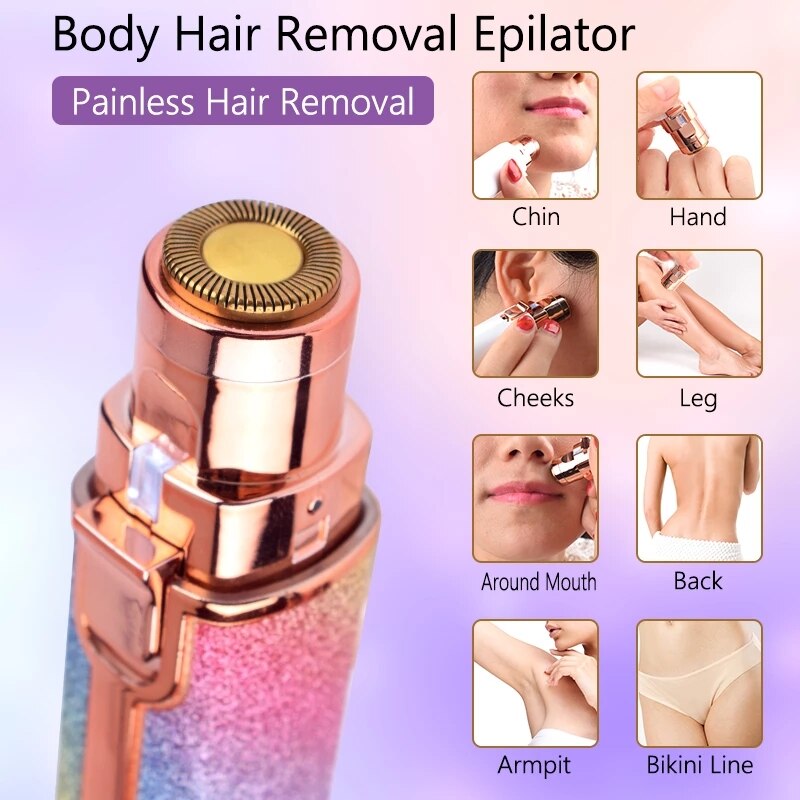 2 In 1 Electric Eyebrow Epilator Mini USB Rechargeable Face Lips Hair
