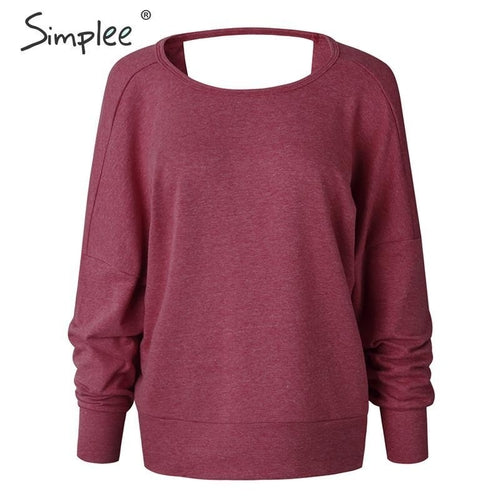 Sexy Back Hollow out Long Sleeve Solid Autumn