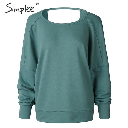 Sexy Back Hollow out Long Sleeve Solid Autumn