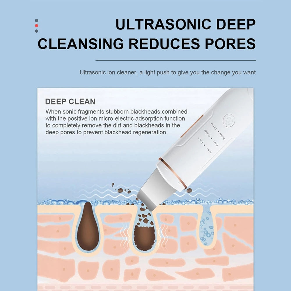 Ultrasonic Skin Scrubber Face Deep Cleaning Machine Peeling Shovel