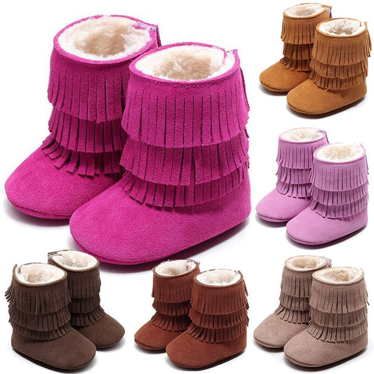 Hot Sale Warm Baby Winter Suede Shoes Thicken Fur
