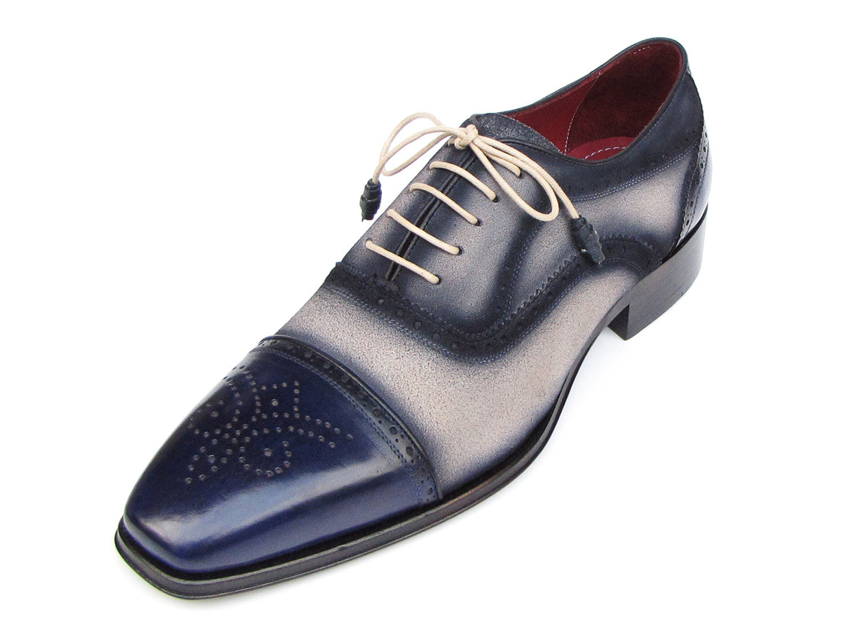 Paul Parkman Captoe Oxfords Navy, Beige (ID#024-BLS)