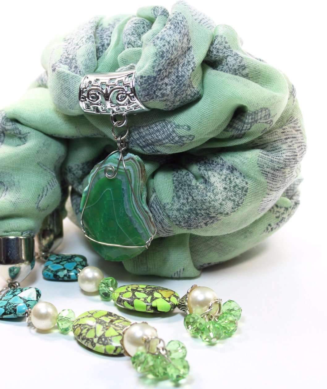 Grazing Elephants Pendant Scarf