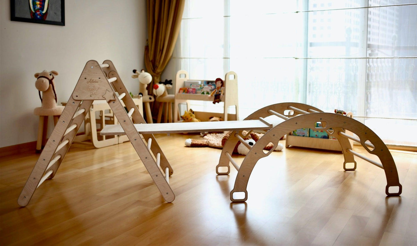 Montessori Climbing Set / Pikler Triangle, Climbing Arch & Ramp / 3