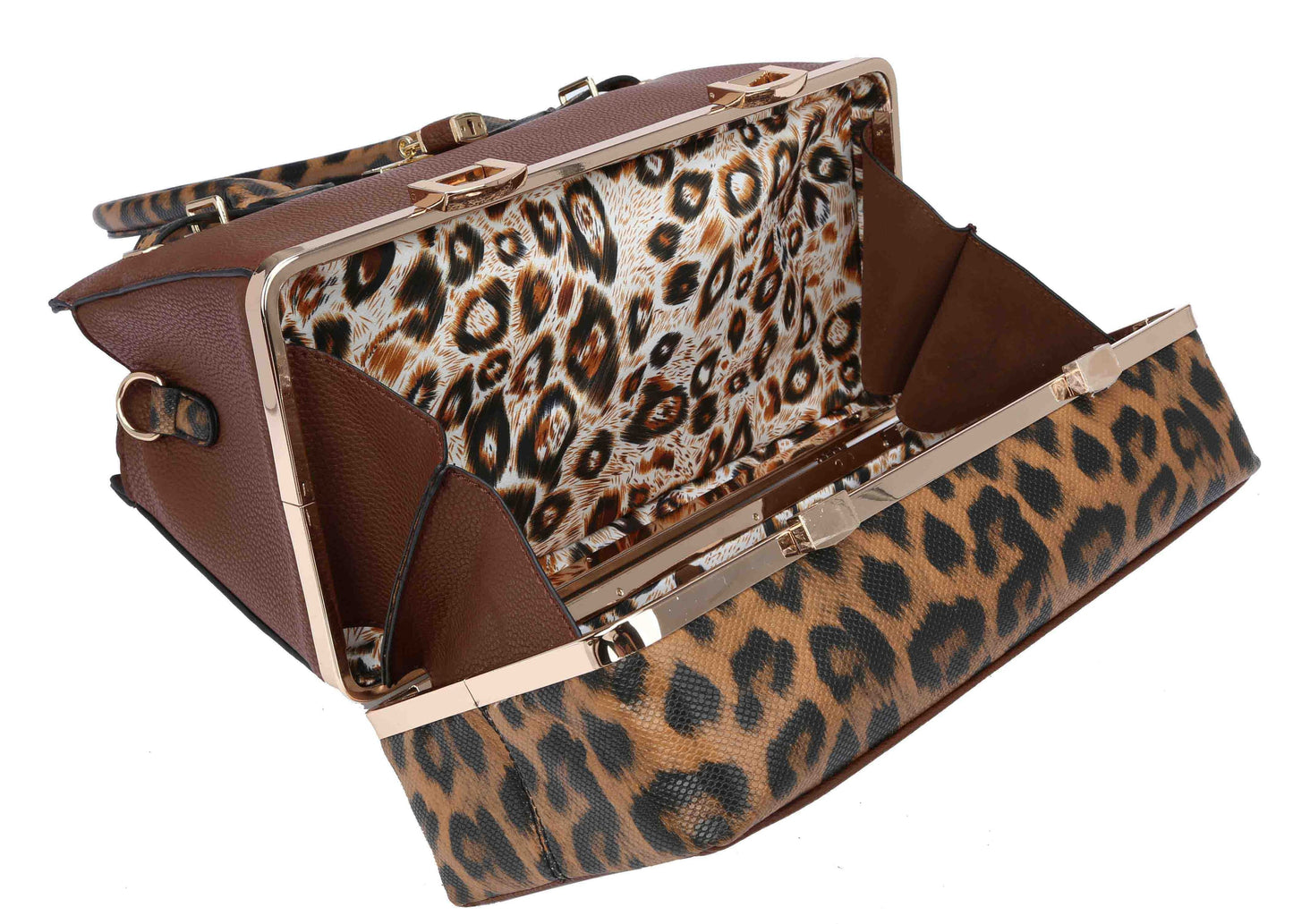 2 in 1 Cheetah Accent Handbag and Clutch