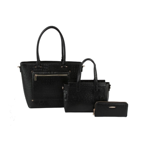 3 in 1 matching crocodile texture bags set