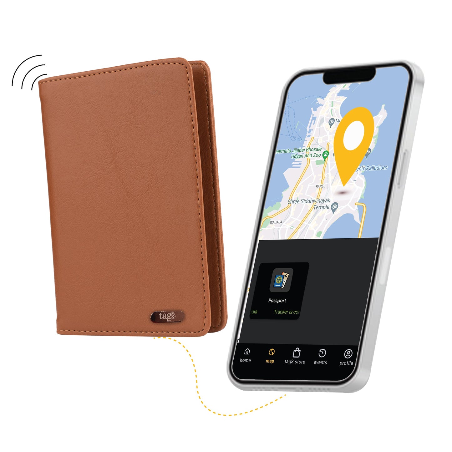 Dolphin Smart Leather Passport Tracker