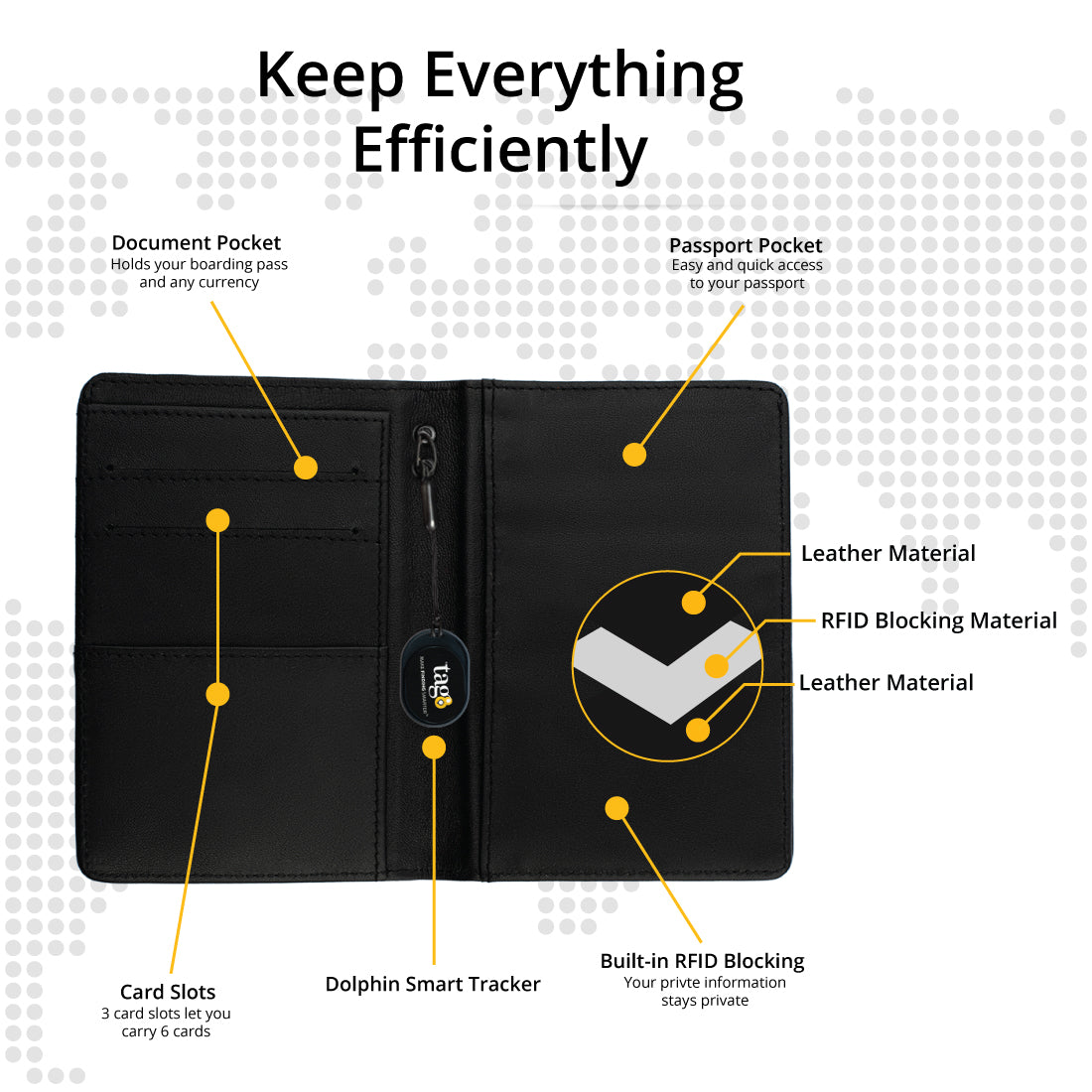 Dolphin Smart Leather Passport Tracker