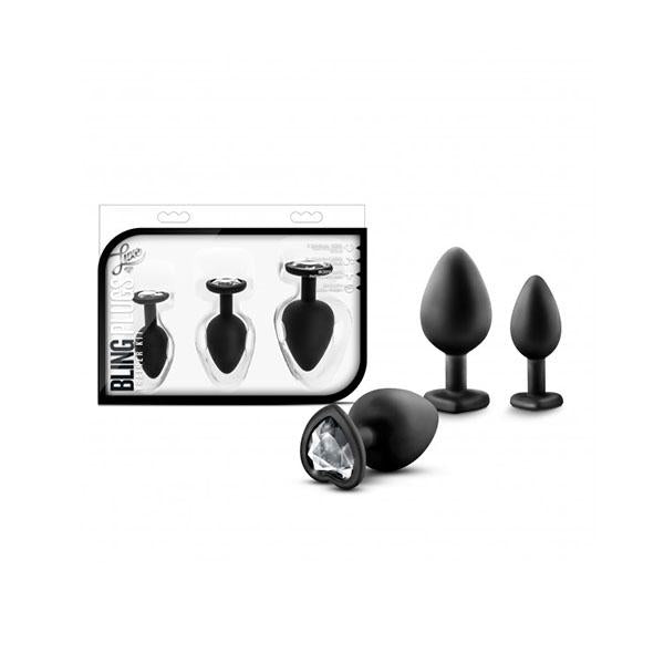 Luxe Bling Plugs Training Kit Black With White Gems