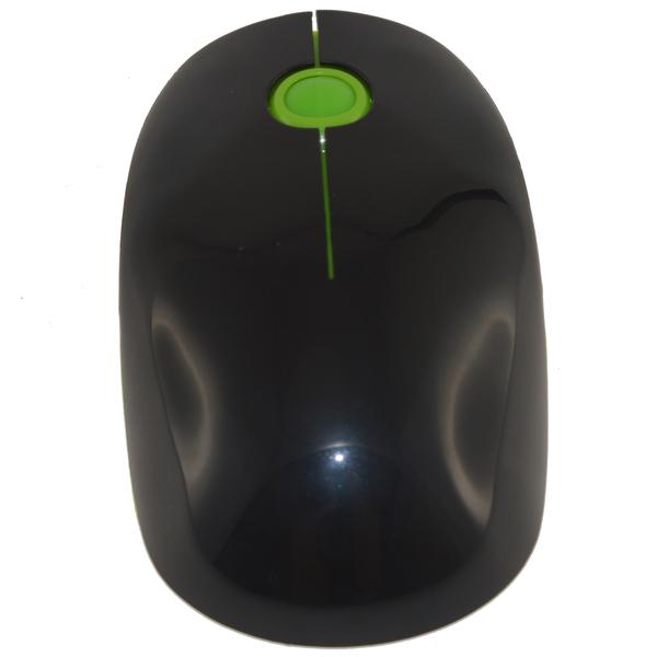 Black and Green 3 Key Ergonomic Wireless Mouse Long