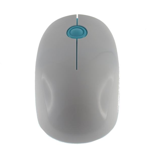 White and Blue 3 Key Ergonomic Wireless Mouse Long