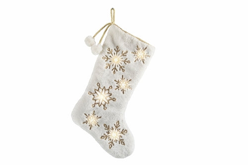 XIA HOME FASHIONS Snowflake Sequin Plush Christmas Stocking Grey 20in